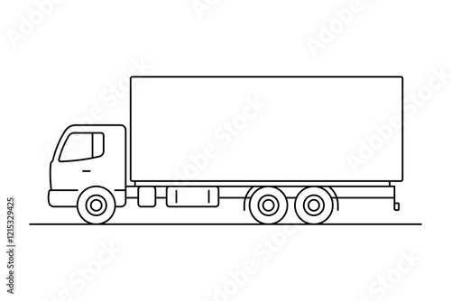 Truck icon. Black outline linear silhouette. Editable strokes. Side view. Vector simple flat graphic illustration. Isolated object on white background. Isolate.