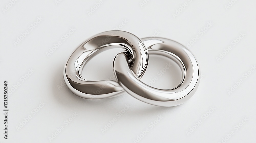 Chrome links interlocked on white; connection concept Chrome links interlocked on white; connection concept