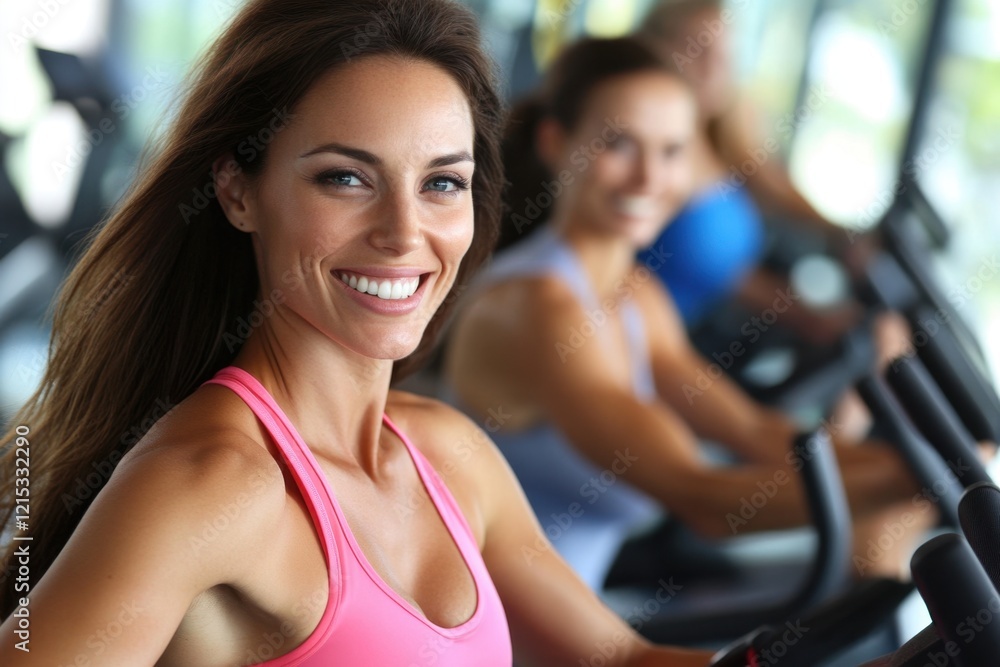group of smiling people exercising in the gym group of smiling people exercising in the gym