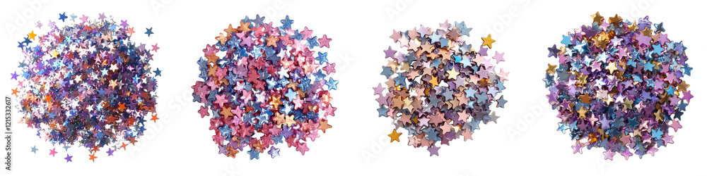 Glittery Star Confetti – Shimmering small star-shaped confetti pieces often used to add sparkle to party settings or celebrations. Isolated on Clear White Background Highly Detailed Glittery Star Confetti – Shimmering small star-shaped confetti pieces often used to add sparkle to party settings or celebrations. Isolated on Clear White Background Highly Detailed