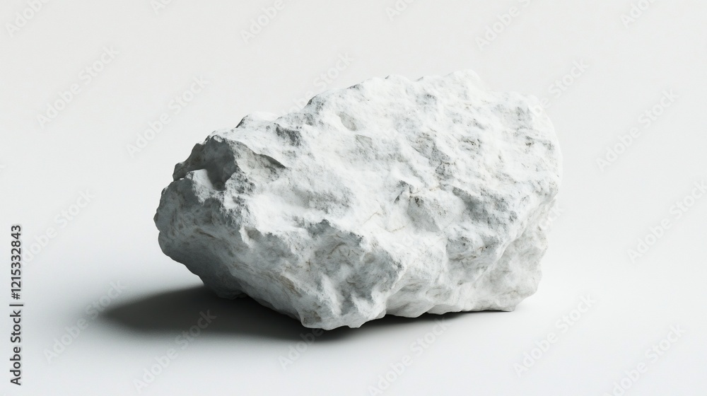 Fototapeta premium White rock studio shot, minimalist background, texture detail, design element