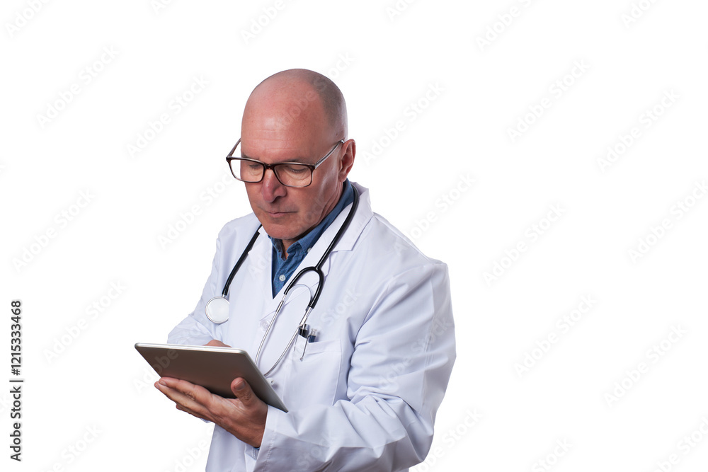 A medical professional in a white coat checks a tablet for patient details in a well-lit healthcare setting during daytime hours. A medical professional in a white coat checks a tablet for patient details in a well-lit healthcare setting during daytime hours.