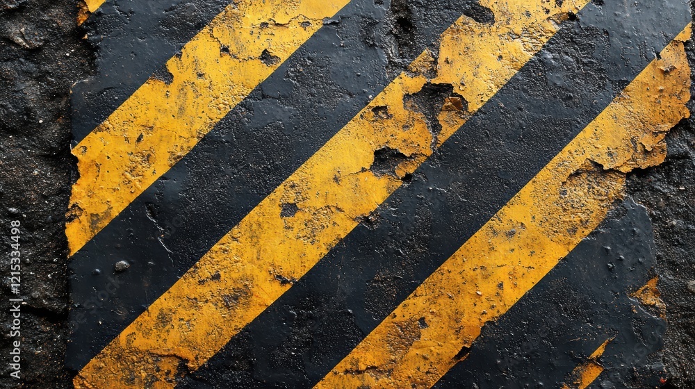 Fototapeta premium Black and yellow caution tape striped warning sign