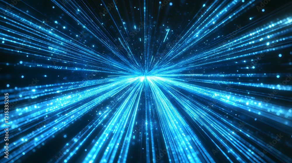 Fototapeta premium Abstract Blue Light Rays Converging in a Burst