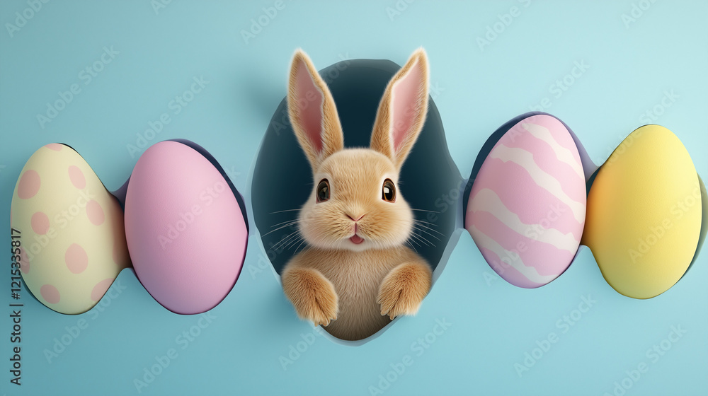 Fototapeta premium easter bunny with easter eggs