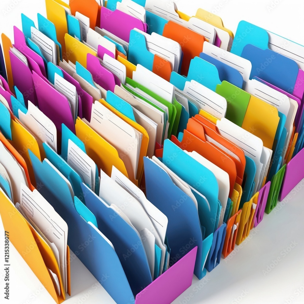 Obraz premium Colorful file folders organized for productivity