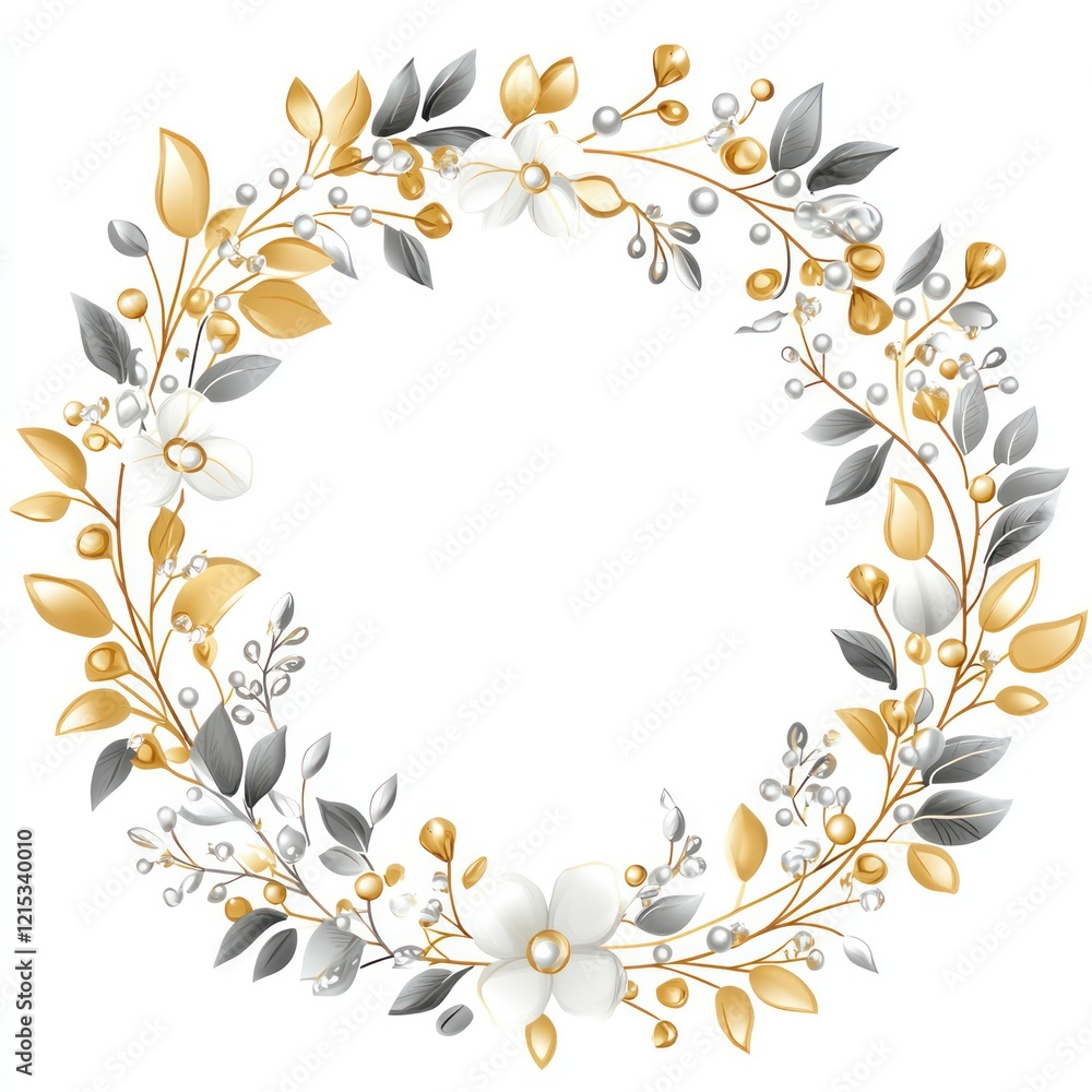 Elegant Gold and Silver Floral Wreath Design Elegant Gold and Silver Floral Wreath Design