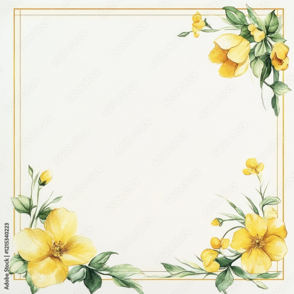 Elegant Yellow Floral Frame Design With White Background Elegant Yellow Floral Frame Design With White Background