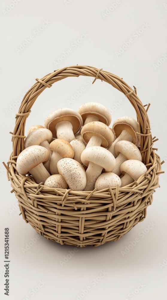 Display of Fresh Organic Mushrooms in a Natural Wooden Basket, fresh mushrooms, healthy eating, organic mushrooms Display of Fresh Organic Mushrooms in a Natural Wooden Basket, fresh mushrooms, healthy eating, organic mushrooms