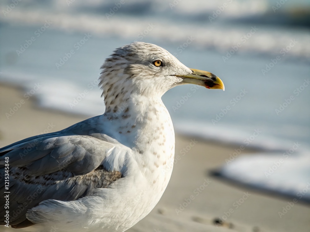 Minimalist Cape May Gull Photography: Coastal Bird in Simple Setting Minimalist Cape May Gull Photography: Coastal Bird in Simple Setting