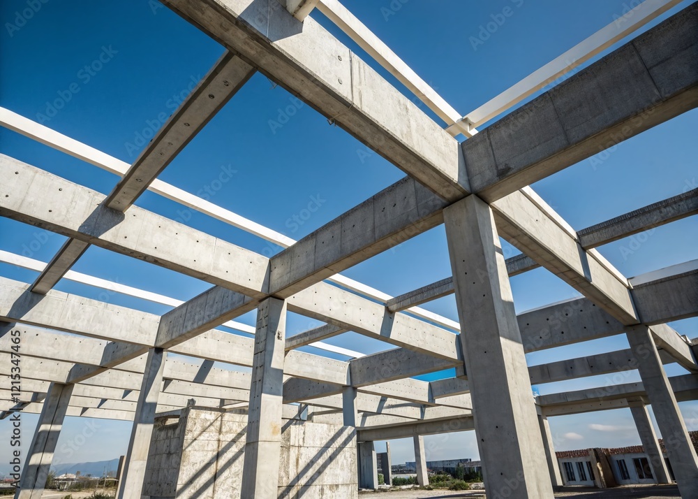 Minimalist Construction Site: Concrete, Steel, and Sky Minimalist Construction Site: Concrete, Steel, and Sky