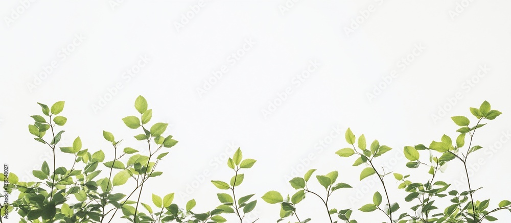 Green sprigs against white, nature backdrop Green sprigs against white, nature backdrop