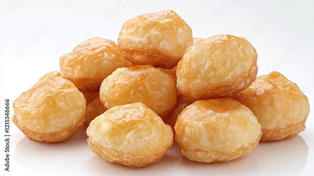 A serving of Chinese egg tart pastries neatly arranged on a white background A serving of Chinese egg tart pastries neatly arranged on a white background