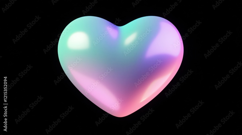 A high-resolution cutout of a neon heart glowing in pastel lavender, pink, and mint green, set against a dark backdrop A high-resolution cutout of a neon heart glowing in pastel lavender, pink, and mint green, set against a dark backdrop