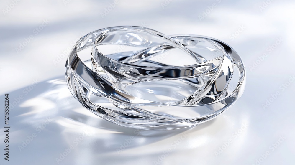 Intertwined glass rings reflecting light, minimalist studio backdrop, website design Intertwined glass rings reflecting light, minimalist studio backdrop, website design