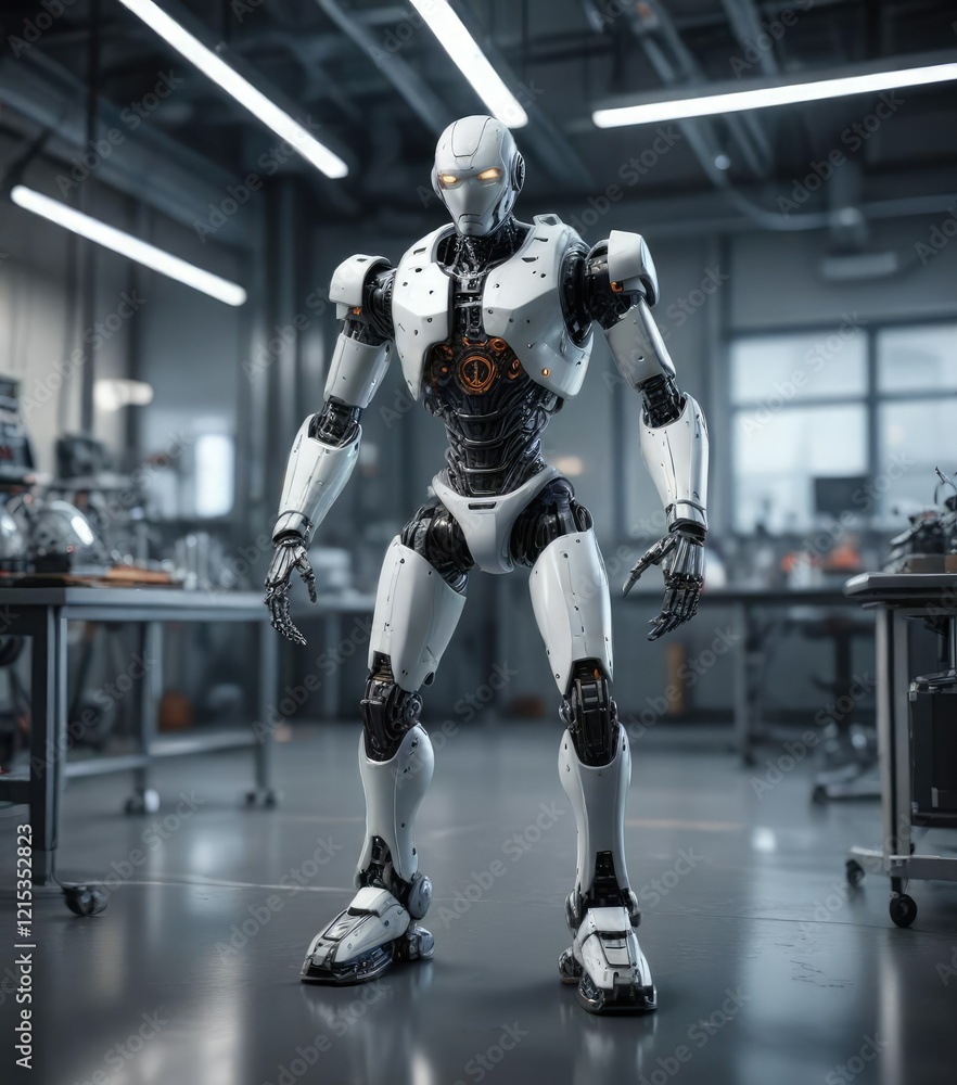 futuristic robot moving at high speed in a laboratory setting, motion, robots, innovation, speed futuristic robot moving at high speed in a laboratory setting, motion, robots, innovation, speed