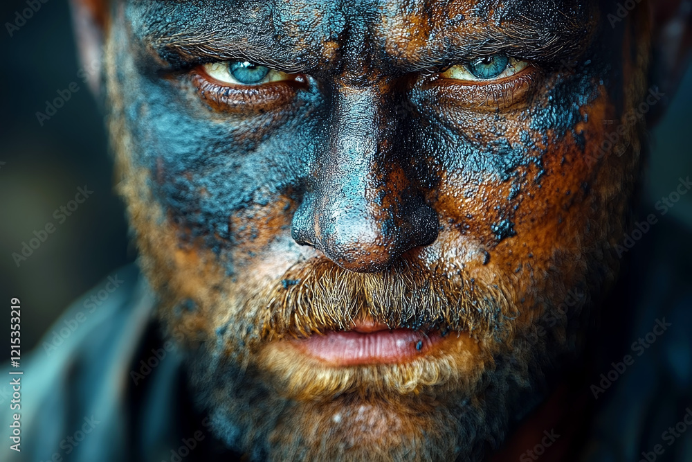 Intense Close-Up of a Miner?s Dirt-Covered Face Intense Close-Up of a Miner?s Dirt-Covered Face