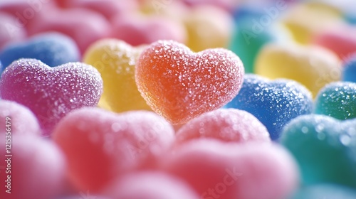 Soft Focus Heart Shaped Candy in Abundant Array with Dreamy Background for Romantic Themes : Generative AI