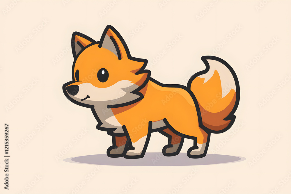 Fototapeta premium Flat colorful logo of a cute wolf in cartoon style