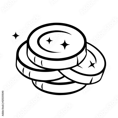 Stacked coins with sparkle effect