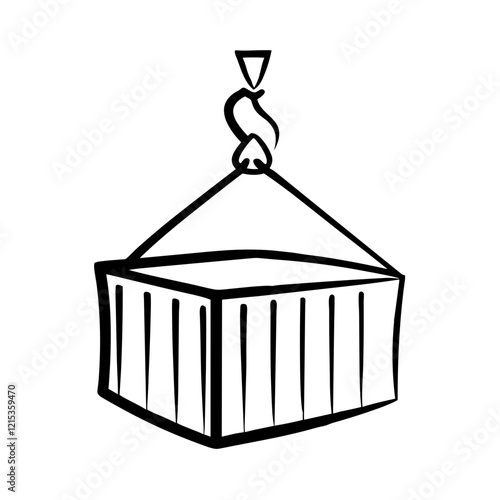 Cargo container being lifted by a crane