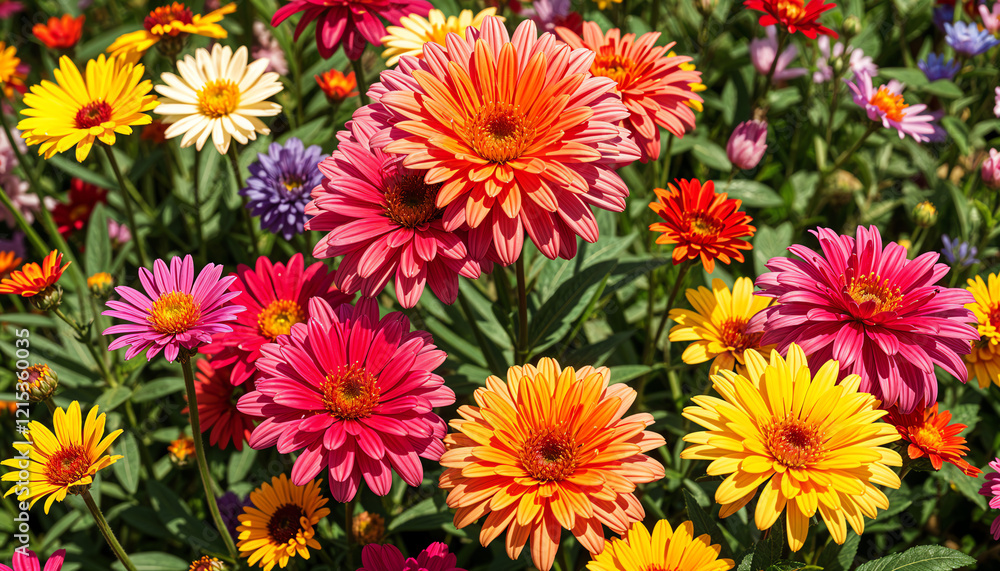 Vibrant flowers blooming in a spring garden Vibrant flowers blooming in a spring garden