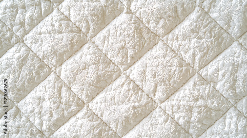 Fototapeta premium Seamless subtle white diamond tufted upholstery pattern transparent background texture overlay Abstract soft puffy quilted sofa cushions or headboard displacement bump or height map