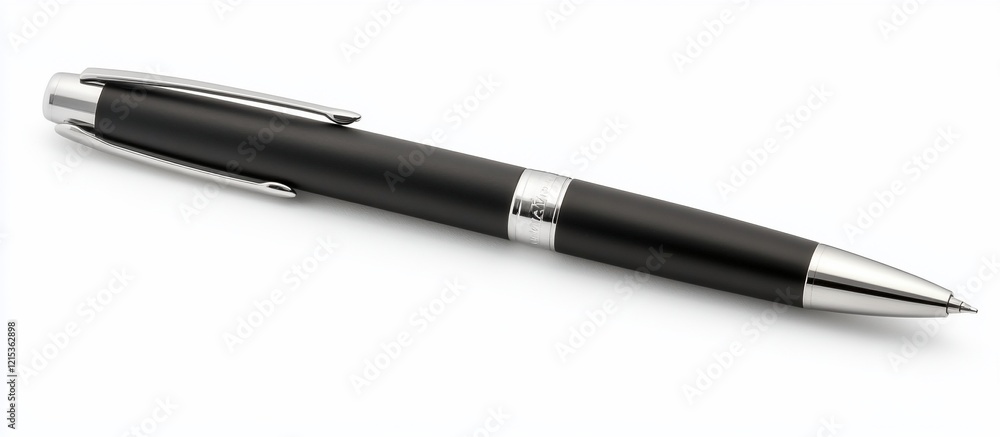 Black pen isolated on white background, studio shot, writing tool, office supplies Black pen isolated on white background, studio shot, writing tool, office supplies