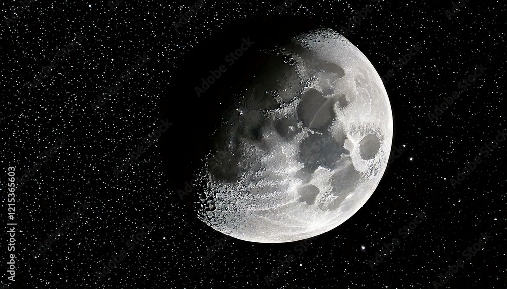 Naklejka premium half moon isolated in black universe