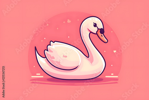 Fototapeta Naklejka Na Ścianę i Meble -  Flat colorful logo of a cute swan in cartoon style