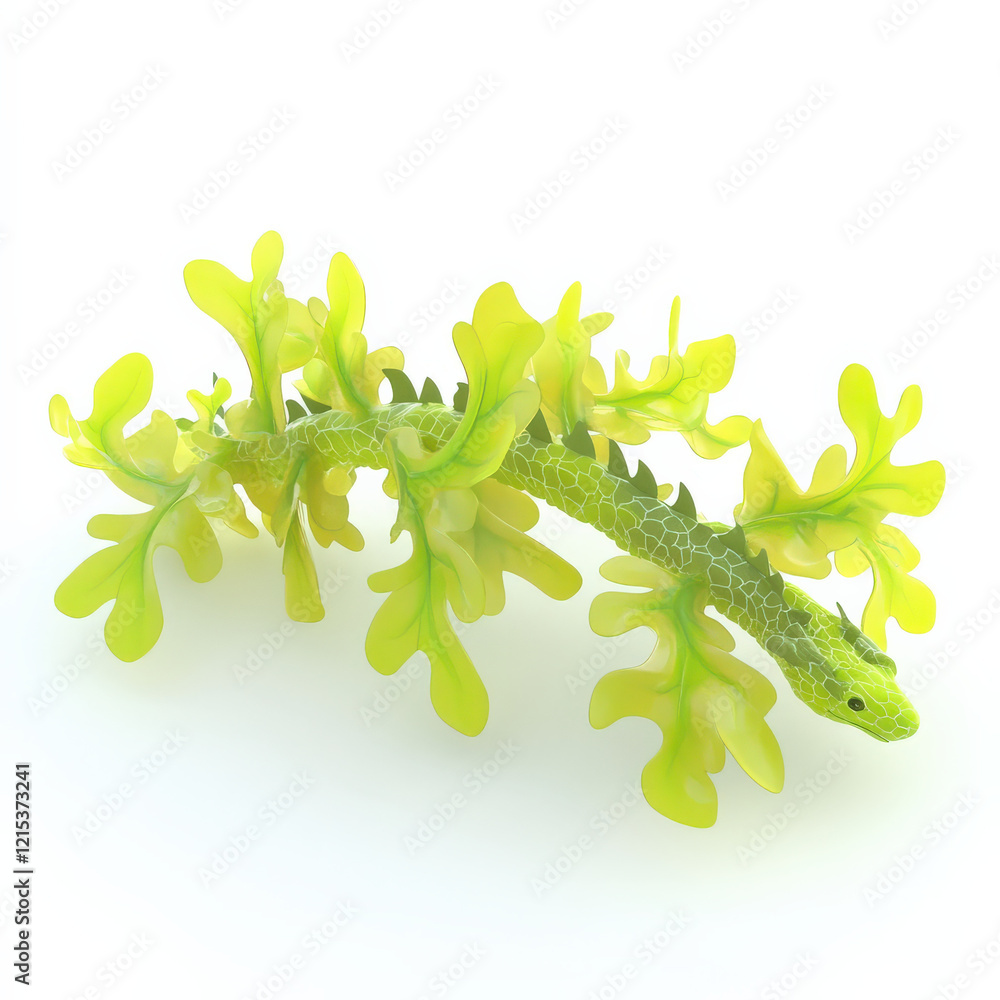 Obraz premium Leafy Dragon: A Serpentine Creature of Fantasy.