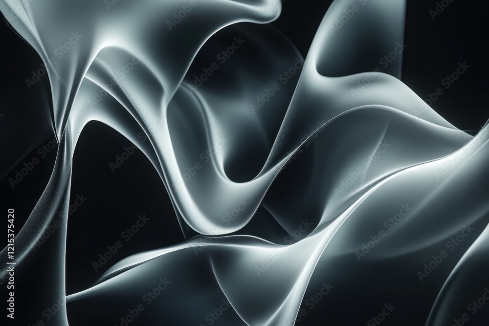 Obraz premium Elegant translucent waves create an abstract composition with soft curves and flowing lines
