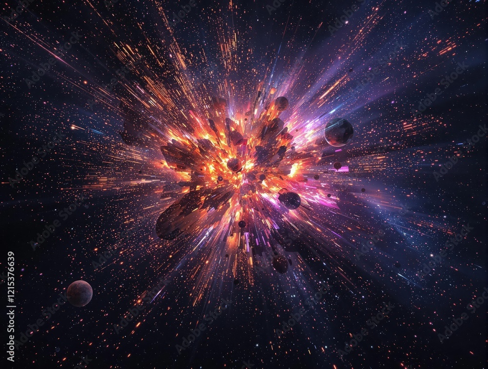 Cosmic explosion of sparks against a dark canvas , night sky, sparkles, starry Cosmic explosion of sparks against a dark canvas , night sky, sparkles, starry