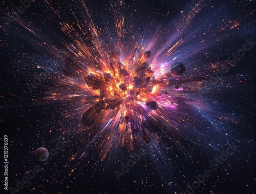 Wallpaper Mural Cosmic explosion of sparks against a dark canvas , night sky, sparkles, starry Torontodigital.ca