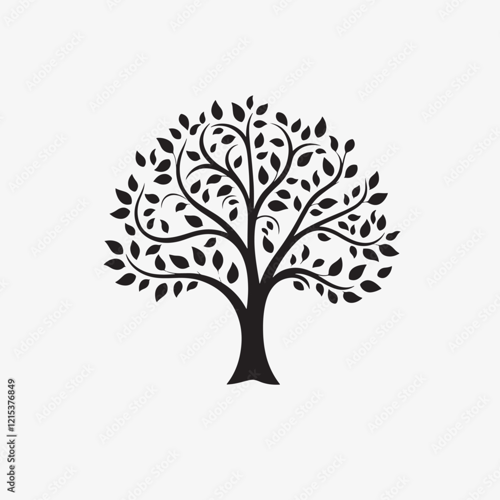 Flat Design Tree Silhouette Vector Flat Design Tree Silhouette Vector