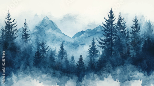 Winter Landschaft Baum Tannenbaum Aquarell Natur