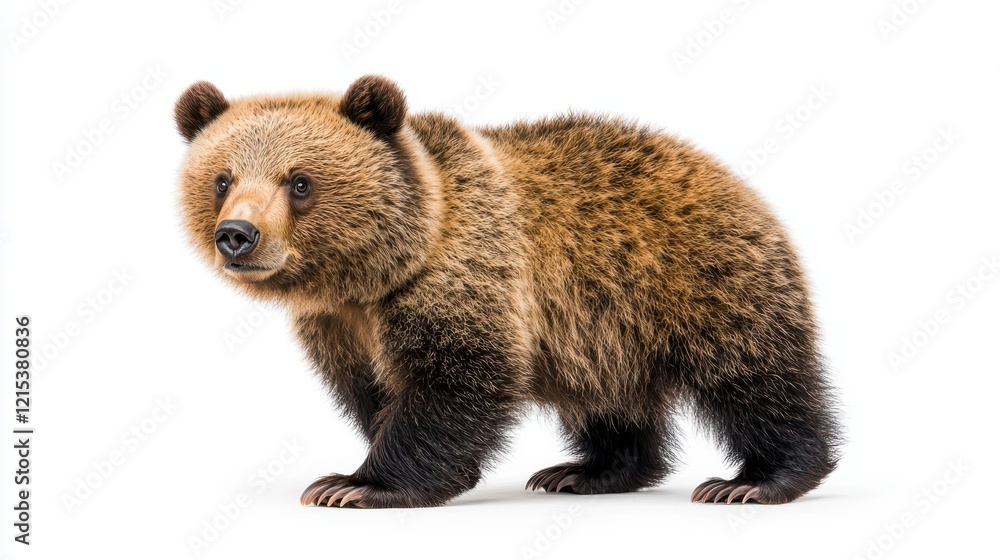 Adorable Grizzly Bear Cub Facing Forward on White Background Adorable Grizzly Bear Cub Facing Forward on White Background