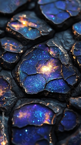 Ethereal Galaxy Encased in Cracked Rock - Made with Generative AI photo