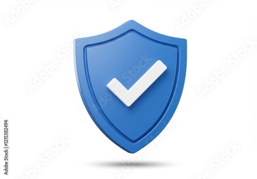 Free Download A 3D illustration of a blue shield with a white checkmark in the center symbolizing security or verification isolated on white background - GFXLoad