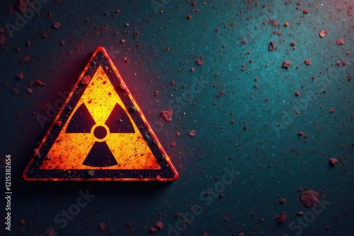 Warning sign with radiation symbol on a background of warning colors , warningschild, safety photo