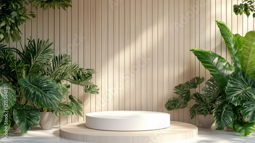 minimal beauty empty mockup product photography Modern wood 3d podium display wooden product background natural pedestal advertising
