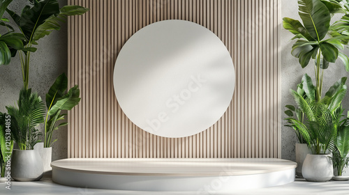 minimal beauty empty mockup product photography Modern wood 3d podium display wooden product background natural pedestal advertising