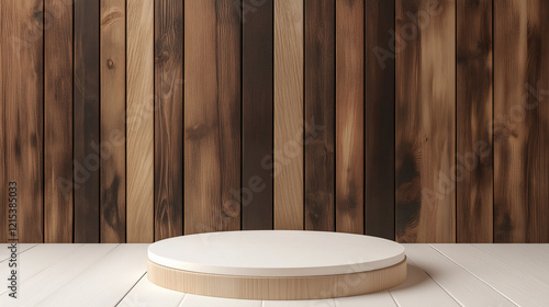 minimal beauty empty mockup product photography Modern wood 3d podium display wooden product background natural pedestal advertising
