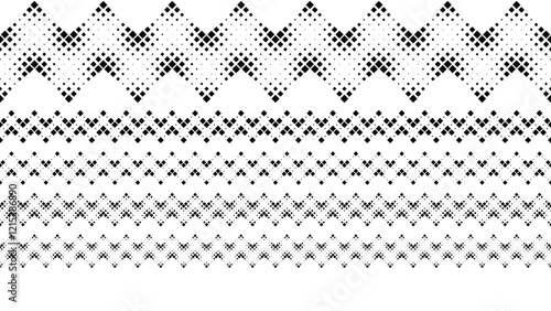 Black and white square pattern separator line set - monochrome abstract vector graphic elements from squares