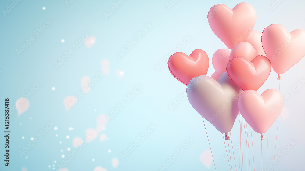 Valentine's day hearts ballons with copyspace, saint valentine and love background concept, blank space Valentine's day hearts ballons with copyspace, saint valentine and love background concept, blank space