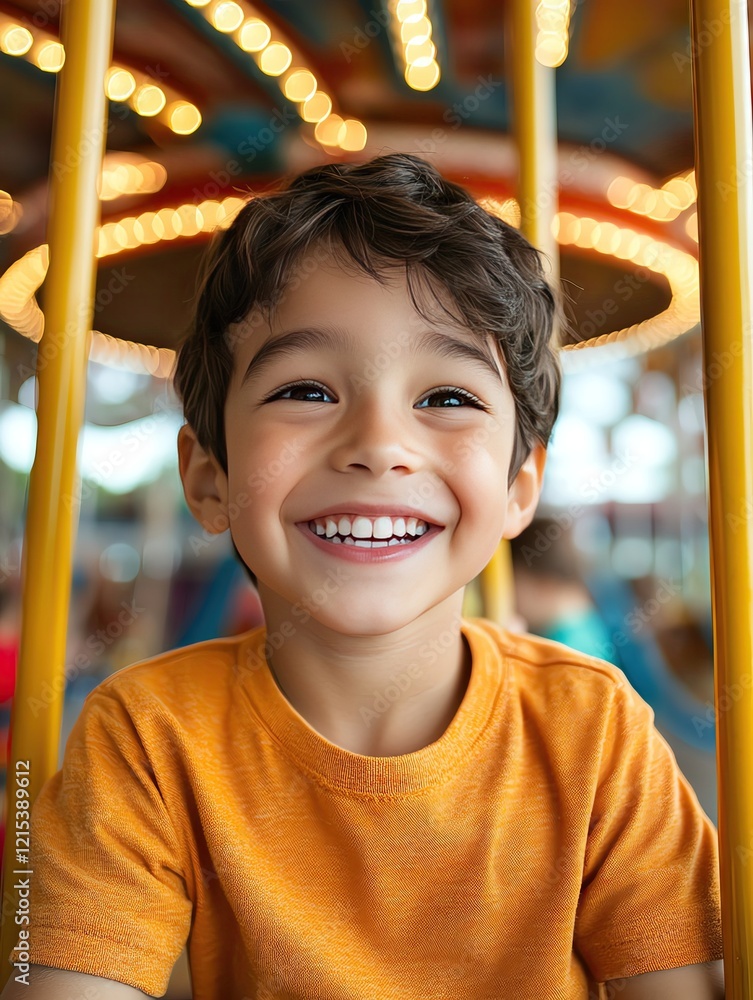 A cheerful boy smiles in a vibrant playground, surrounded by friends enjoying a sunny day Smiling boy enjoying a fun amusement ride. A cheerful boy smiles in a vibrant playground, surrounded by friends enjoying a sunny day Smiling boy enjoying a fun amusement ride.