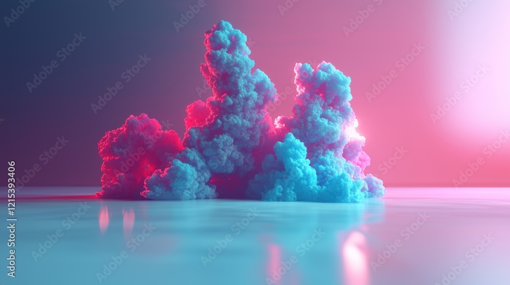 Neon cloud formation, studio, vibrant sunset, reflective surface, digital art Neon cloud formation, studio, vibrant sunset, reflective surface, digital art