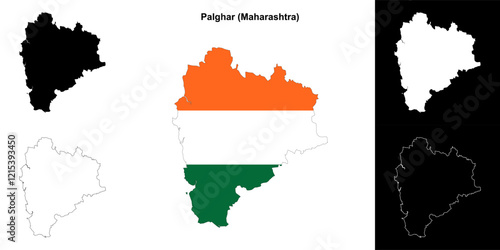 Palghar district (Maharashtra) outline map set