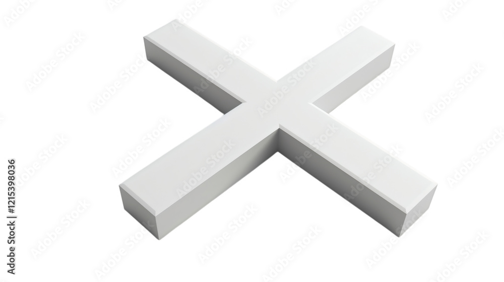 Obraz premium White cross icon in 3D render style isolated on a white background