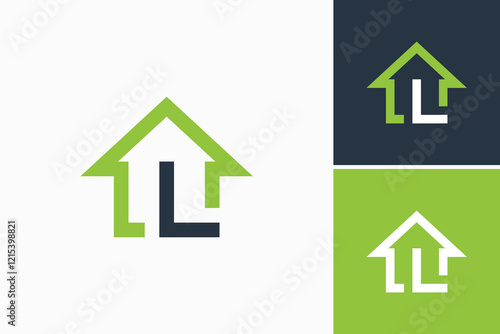 letter L with home logo design vector
